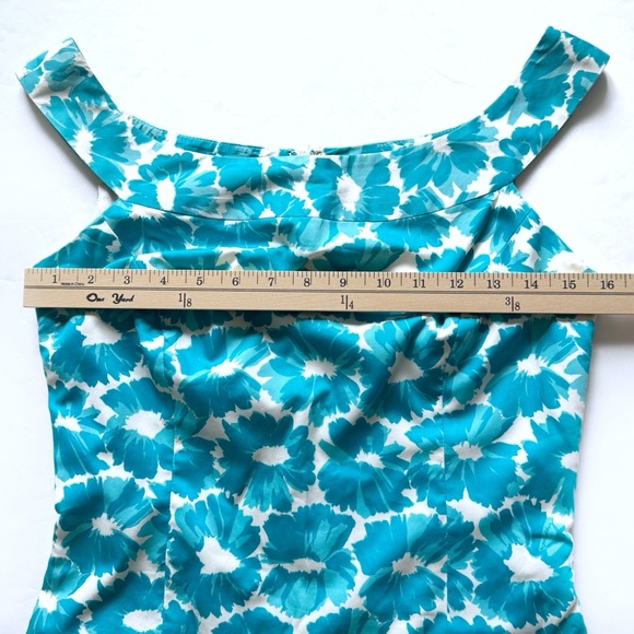Milly NY Dress Womens 8 Blue White Floral Sleeveless Fitted Cocktail Party Lined - Picture 10 of 11